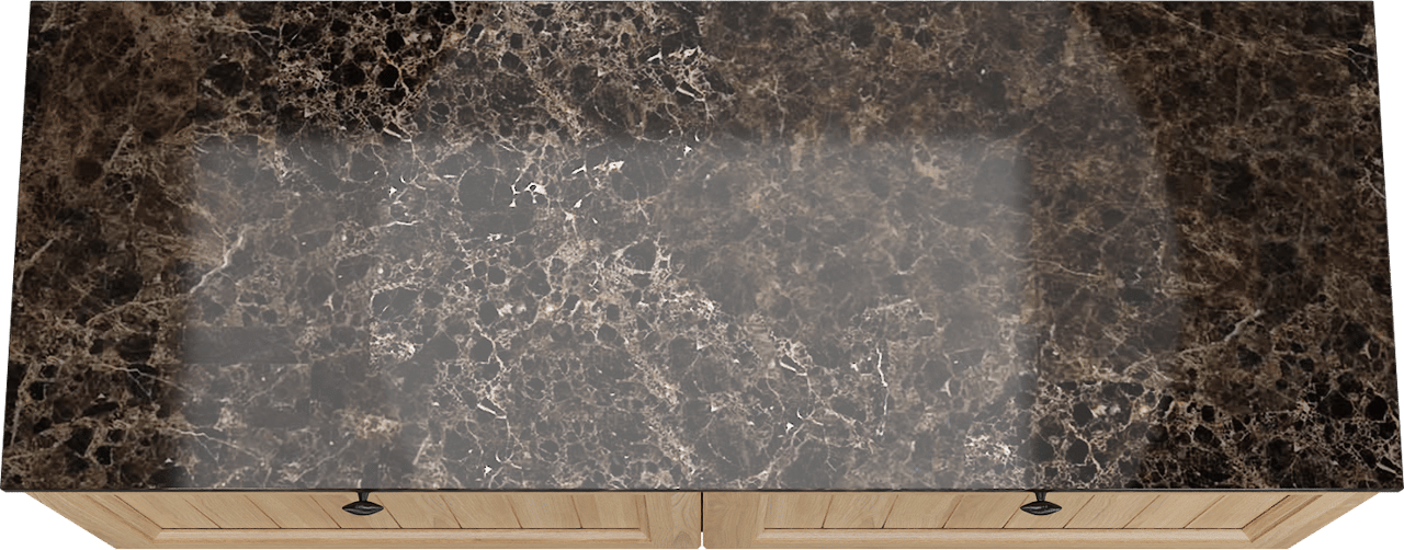 Balmani Lemon zwevend badkamermeubel 150 x 55 cm, fineer natuur eik met Stretto enkel of dubbel tablet in dark emperador