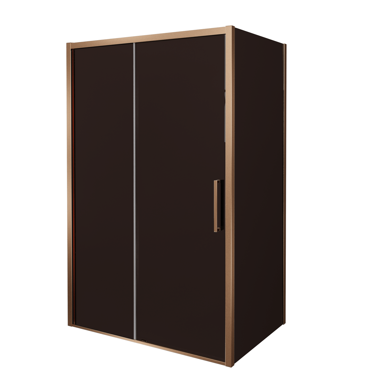 Balmani Senses Design douchehoek met linkse schuifdeur en vaste zijwand, 160 x 90 cm, Brons, Brushed Rosegold profielen, met coating