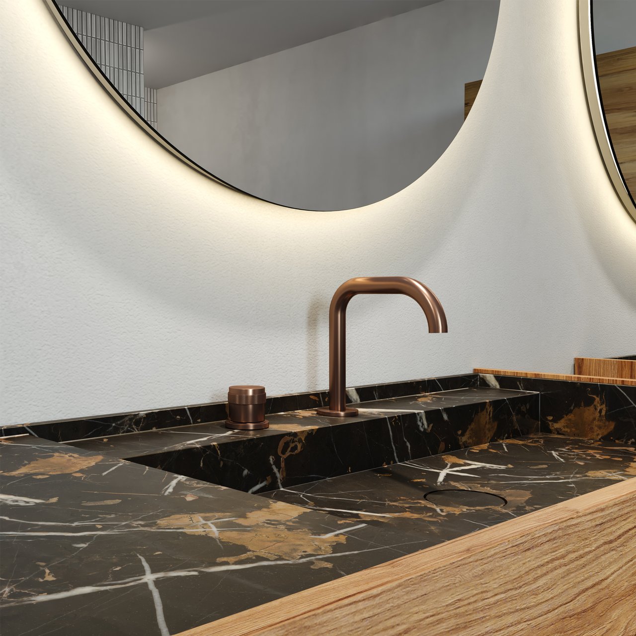 Blaufoss Pavilion Flat wastafelkraan Brushed Rosegold