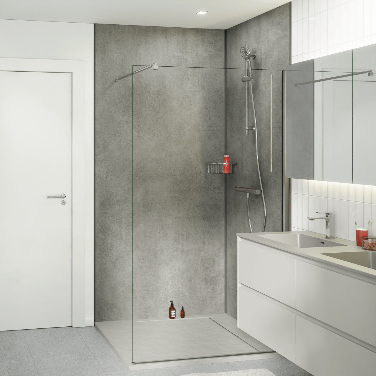 Luca Varess Groovy douchewandbekleding set 2 x 120x260 cm, SPC, Colorado Grey