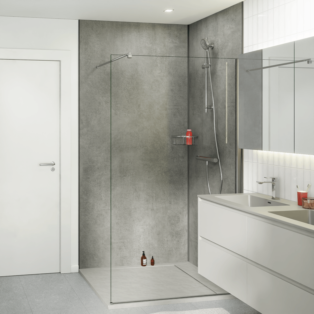 Luca Varess Groovy douchewandbekleding set 2 x 120x260 cm, SPC, Colorado Grey