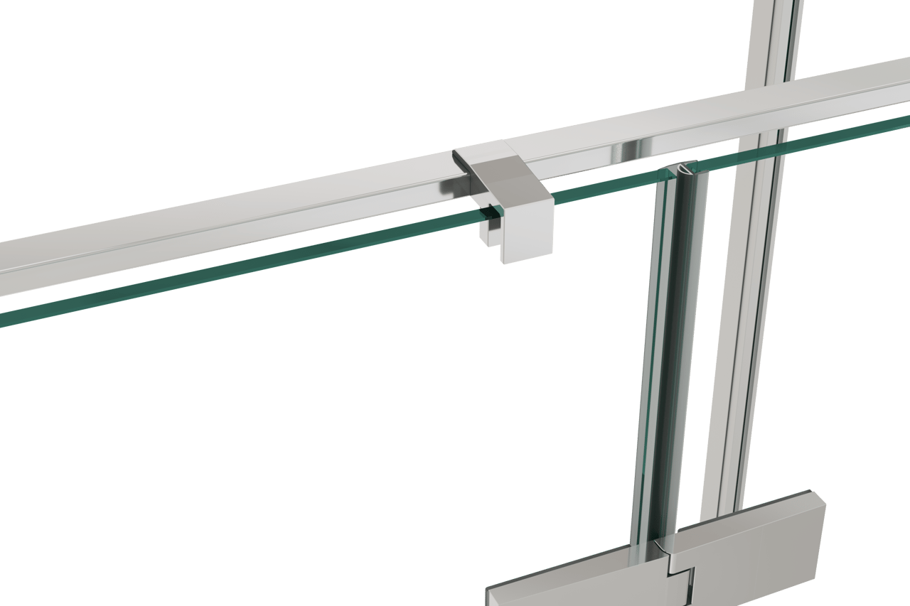 Luca Varess Nona paroi de douche avec porte pivotante et 2 parois latéraux fixes 90 x 120 cm verre transparent profil chrome brillant