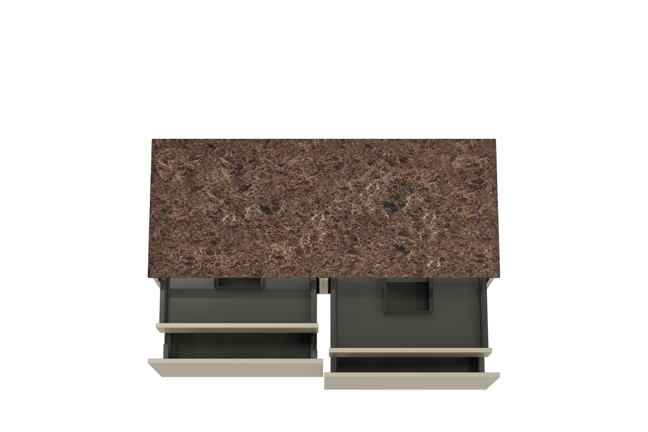 Balmani Sfera hängendes Möbelstück Set: 135 x 55 cm, Dune, mit Stretto Einzel- oder Doppel Waschtischplatte, Marmor Dark Emperador