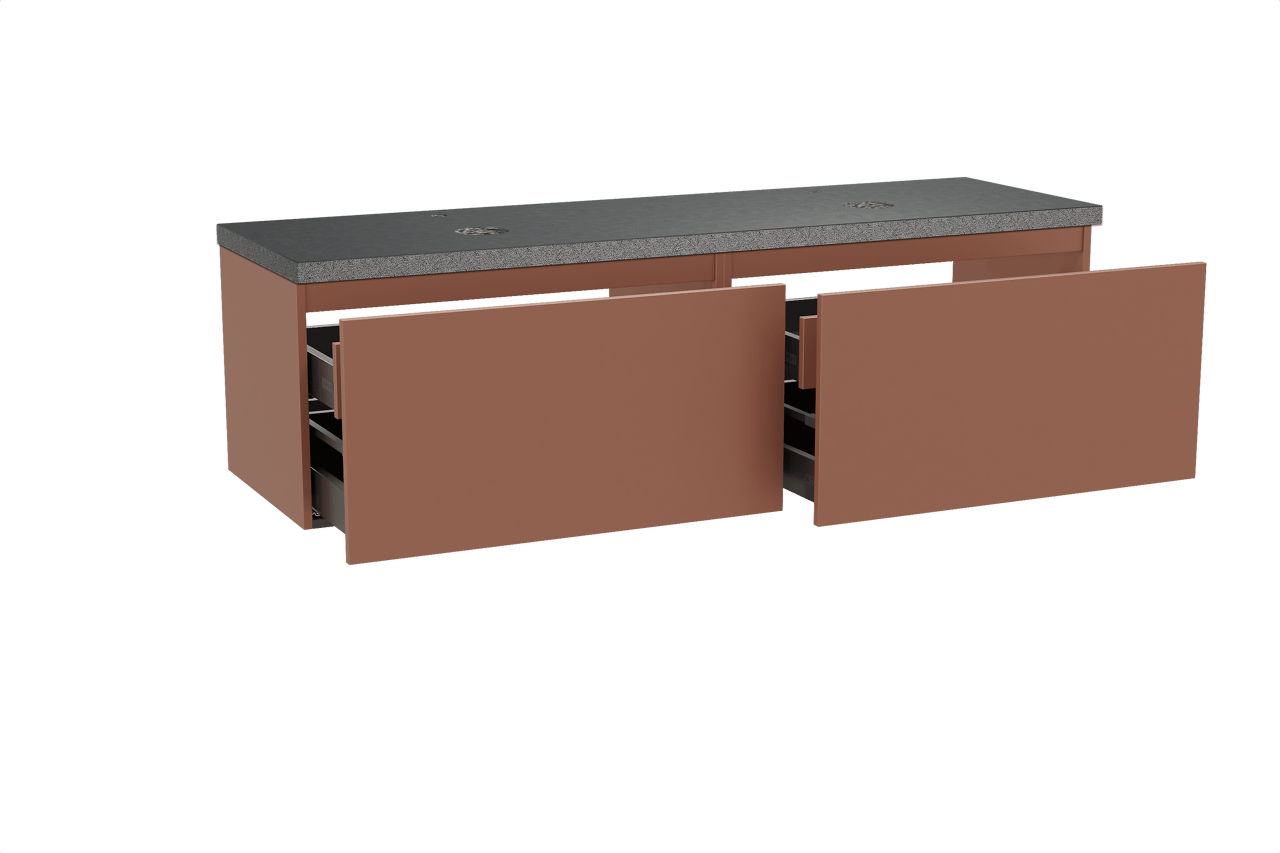 Balmani Sfera zwevend badkamermeubel 180 x 55 cm cotto met Rock dubbel tablet in graniet zwart