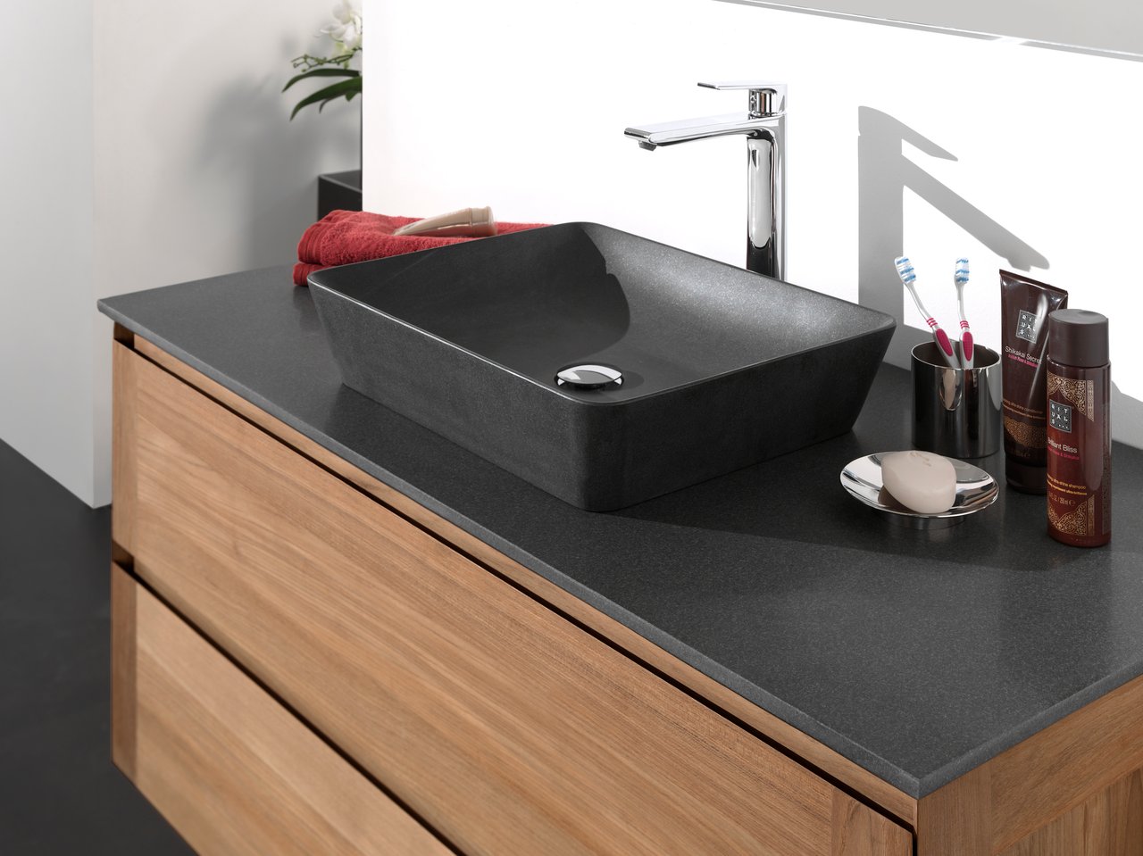 Balmani Still waskom verzoete graniet rechthoekig 48 x 38 cm