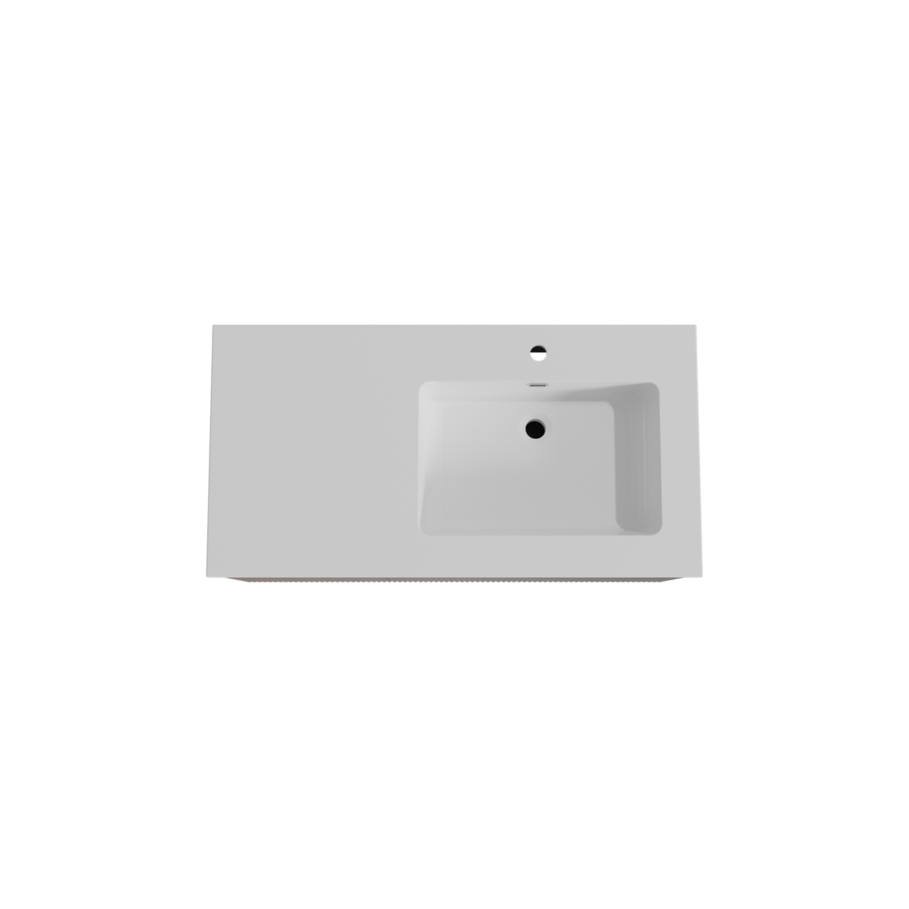 Storke Ribs hängendes Möbelstück Set: 100 x 52 cm, Nussbaum, mit Diva Waschtisch rechts, Marmorkomposit, Weiß glänzend, Vertikale symmetrische gerade Rippe