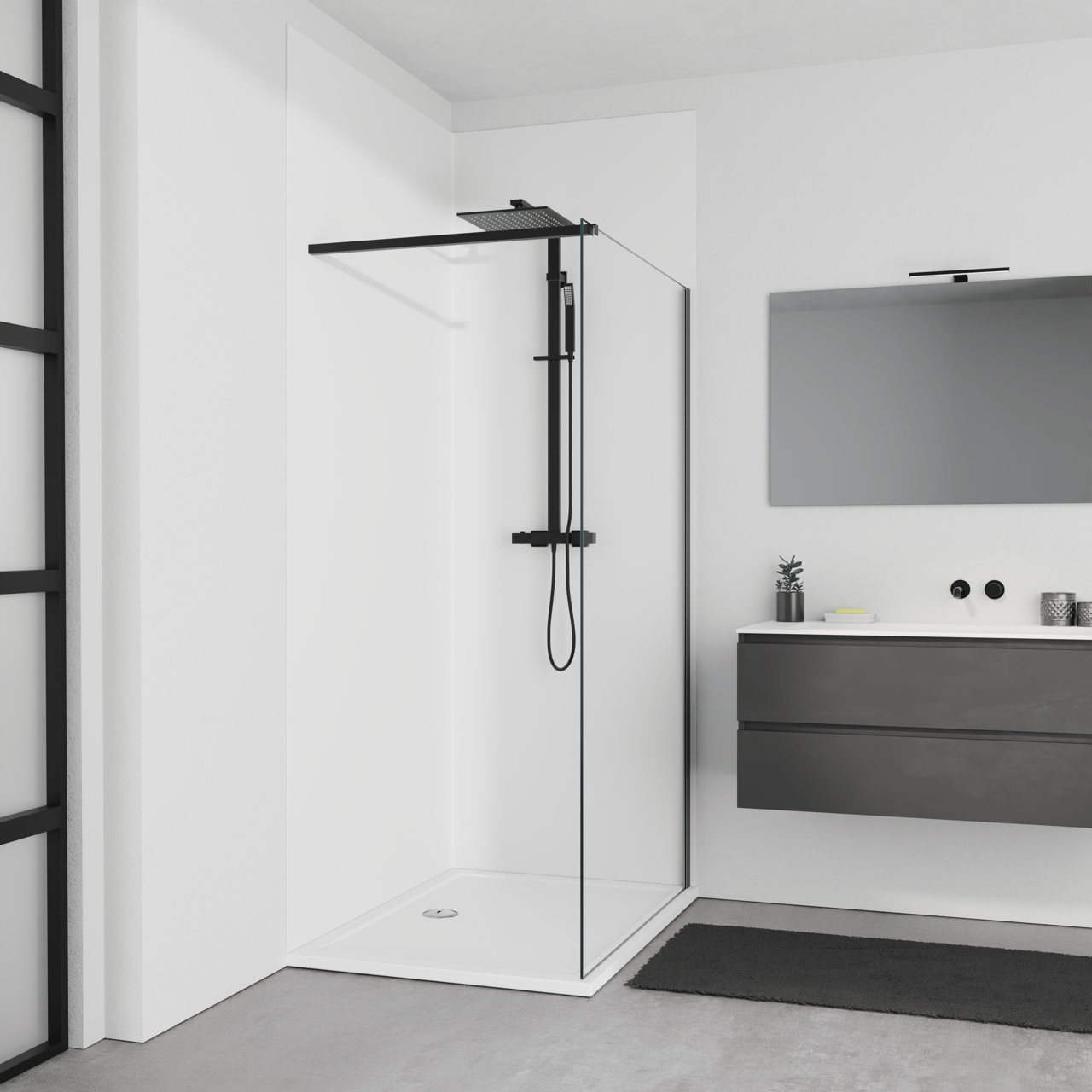 Luca Varess Silk set douchewandbekleding met hoekprofiel 120 x 90 x 260 cm acryl mat wit