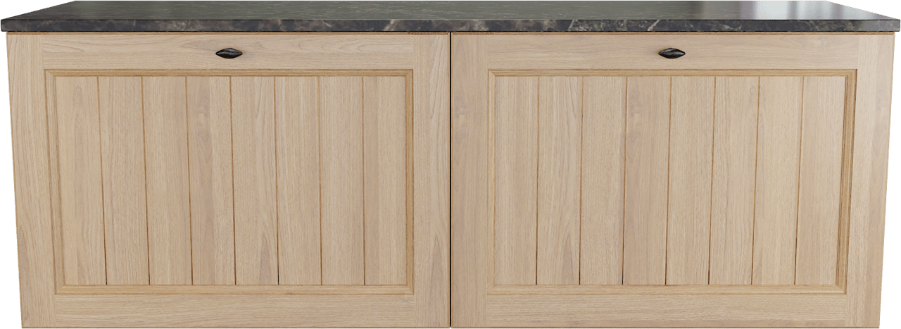 Balmani Lemon zwevend badkamermeubel 150 x 55 cm, fineer natuur eik met Stretto enkel of dubbel tablet in dark emperador