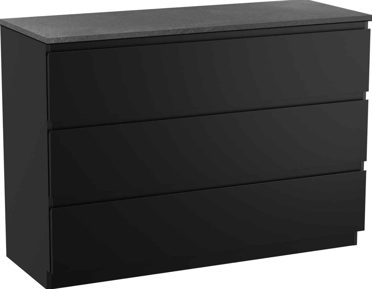 Linie Lado freistehendes Möbelstück Set: 120 x 46 cm, Schwarz matt, mit Lado Einzel- oder Doppel Waschtischplatte, Melamin Schiefergrau