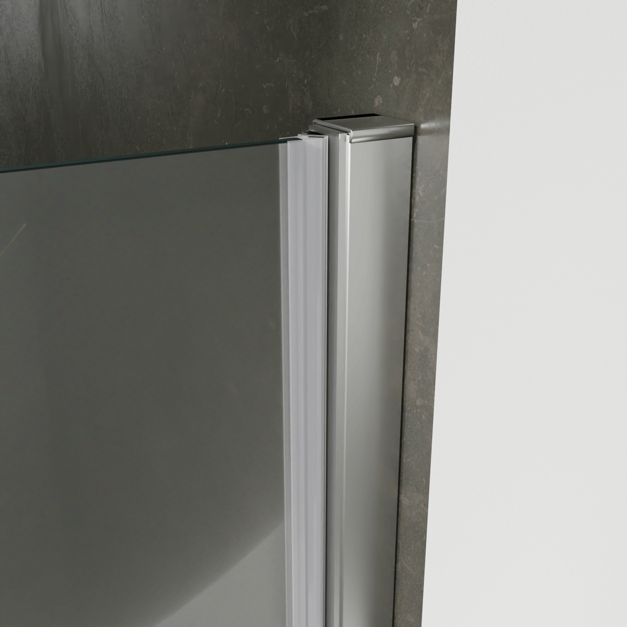 Luca Varess Kuresa porte pivotante 100 x 200 cm verre transparent profil chrome brillant