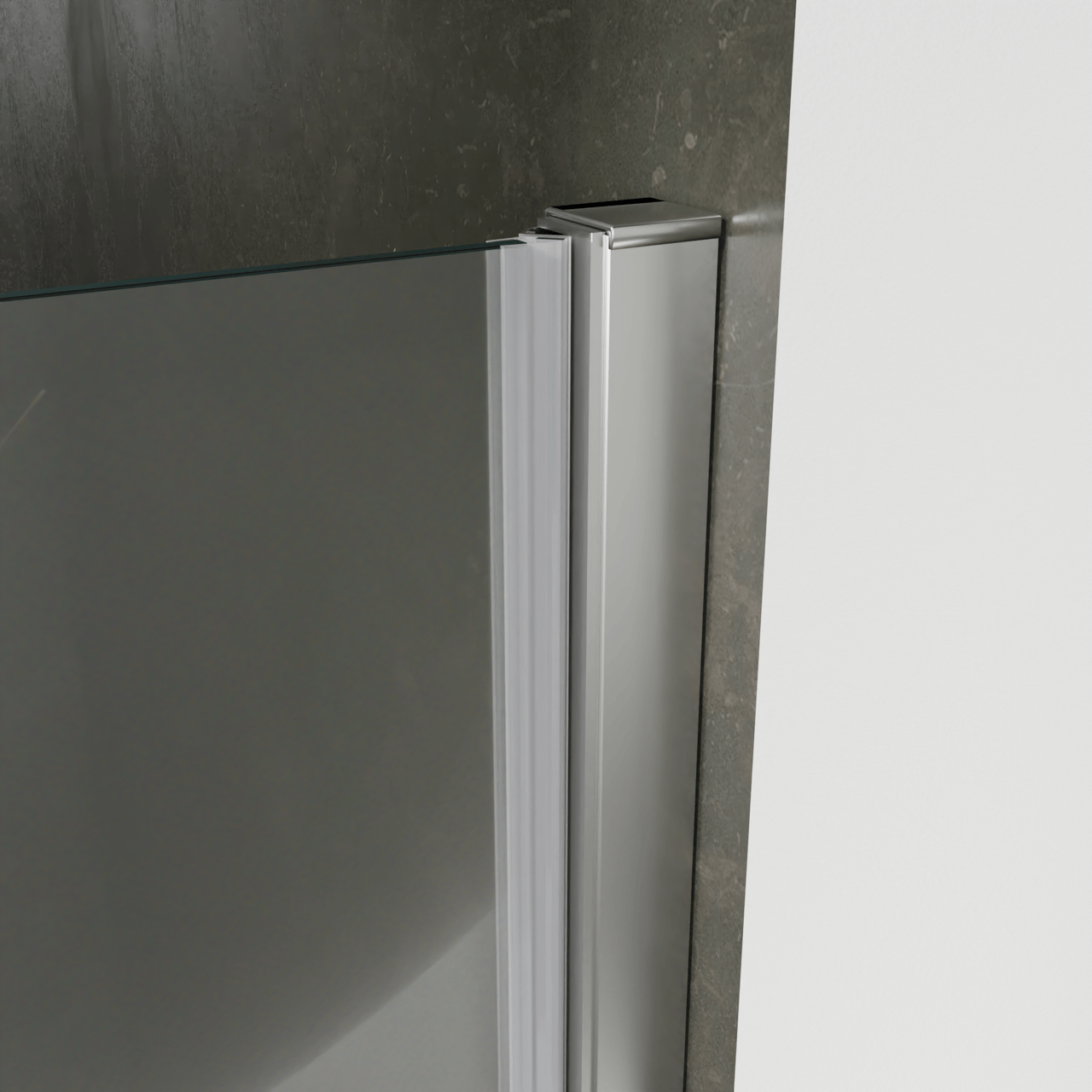 Luca Varess Kuresa porte pivotante 100 x 200 cm verre transparent profil chrome brillant