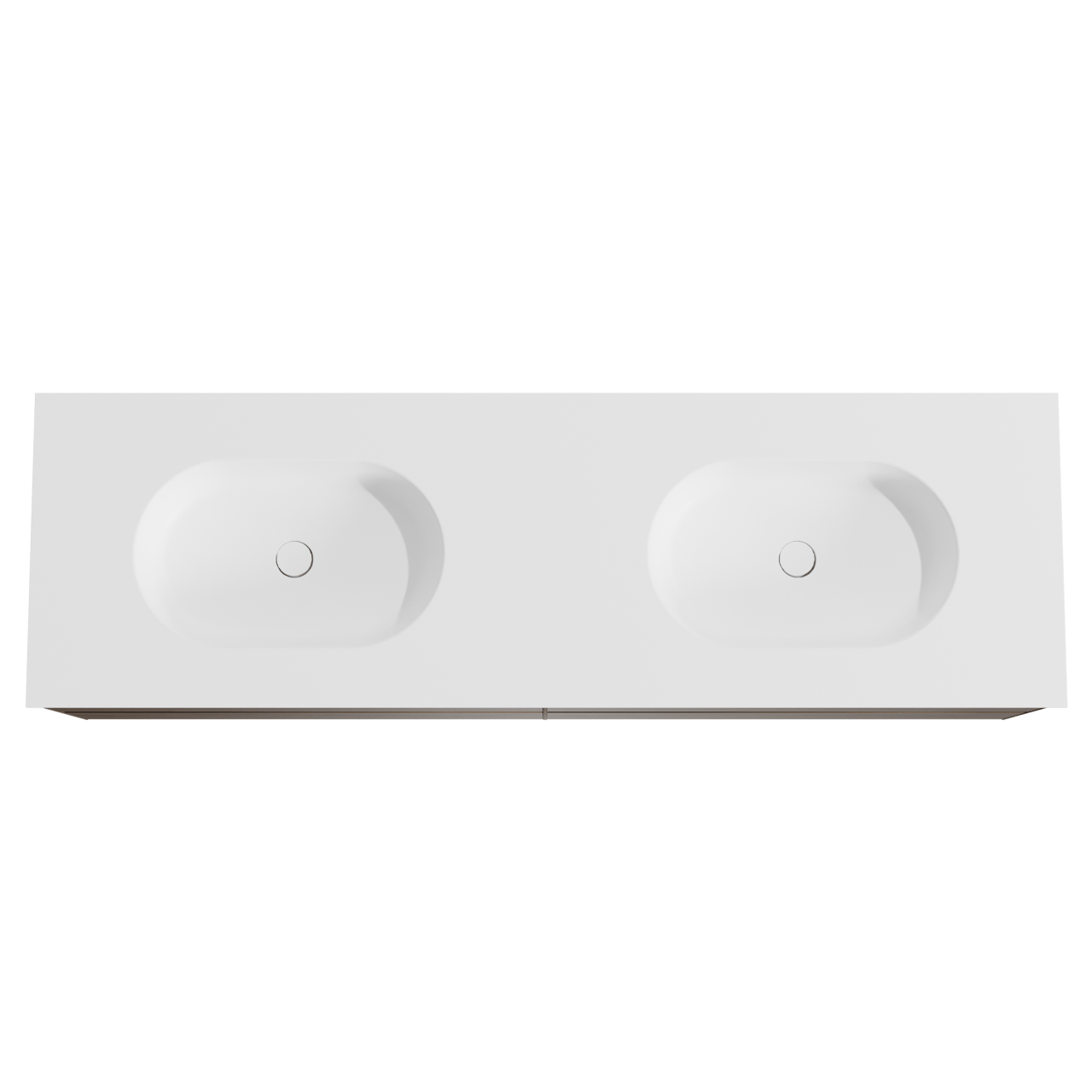 Balmani Mitra meuble salle de bains suspendu 180 x 55 cm noyer américain avec Tablo Oval double vasque en solid surface blanc mat