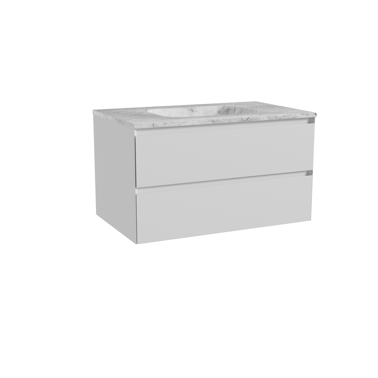 Balmani Mitra hängendes Möbelstück Set: 90 x 55 cm, Weiß matt, mit Tablo Arcato Einzelwaschtisch, Marmor Carrara