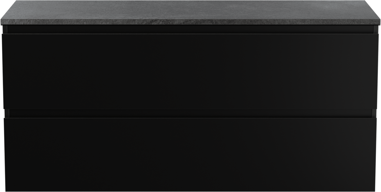 Linie Lado meuble salle de bains suspendu 120 x 46 cm noir mat avec Lado tablette simple ou double en mélaminé ardoise gris