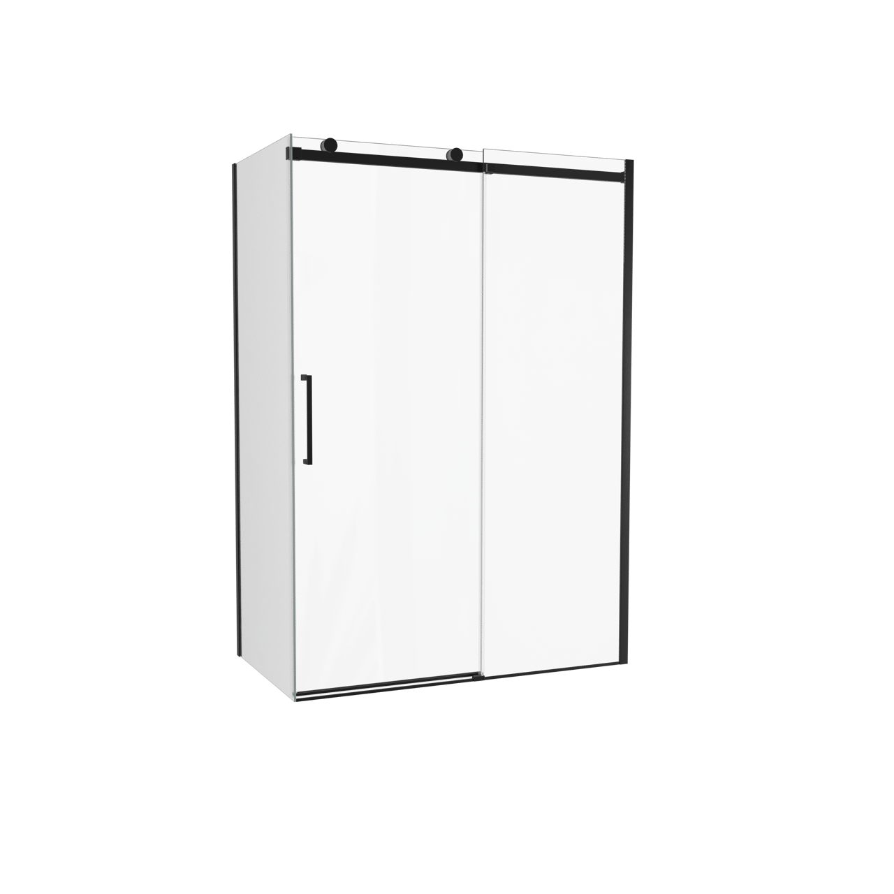 Luca Varess Boltano douchehoek met schuifdeur en vaste zijwand, 140 x 90 cm, helder glas, zwarte profielen