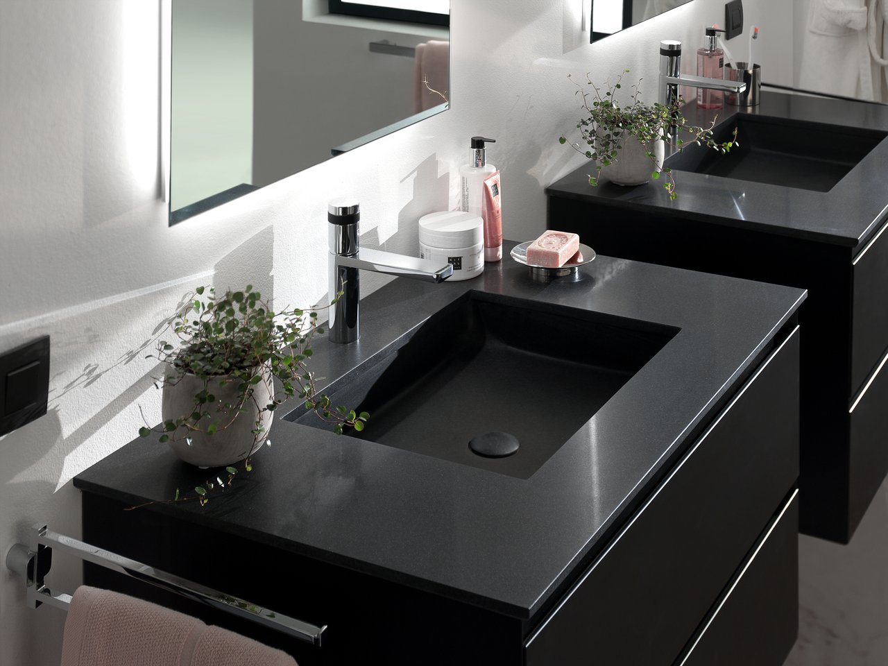 Balmani Tablo Facetta vasque simple granite aiguisé 90 x 55 cm