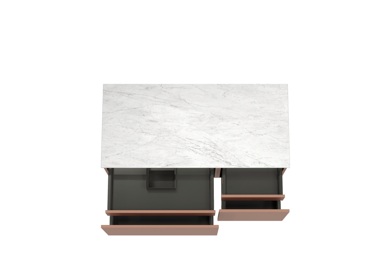 Balmani Sfera by Lucida hängendes Möbelstück Set: 120 x 55 cm, Cotto, mit Stretto Einzel- oder Doppel Waschtischplatte, Marmor Carrara