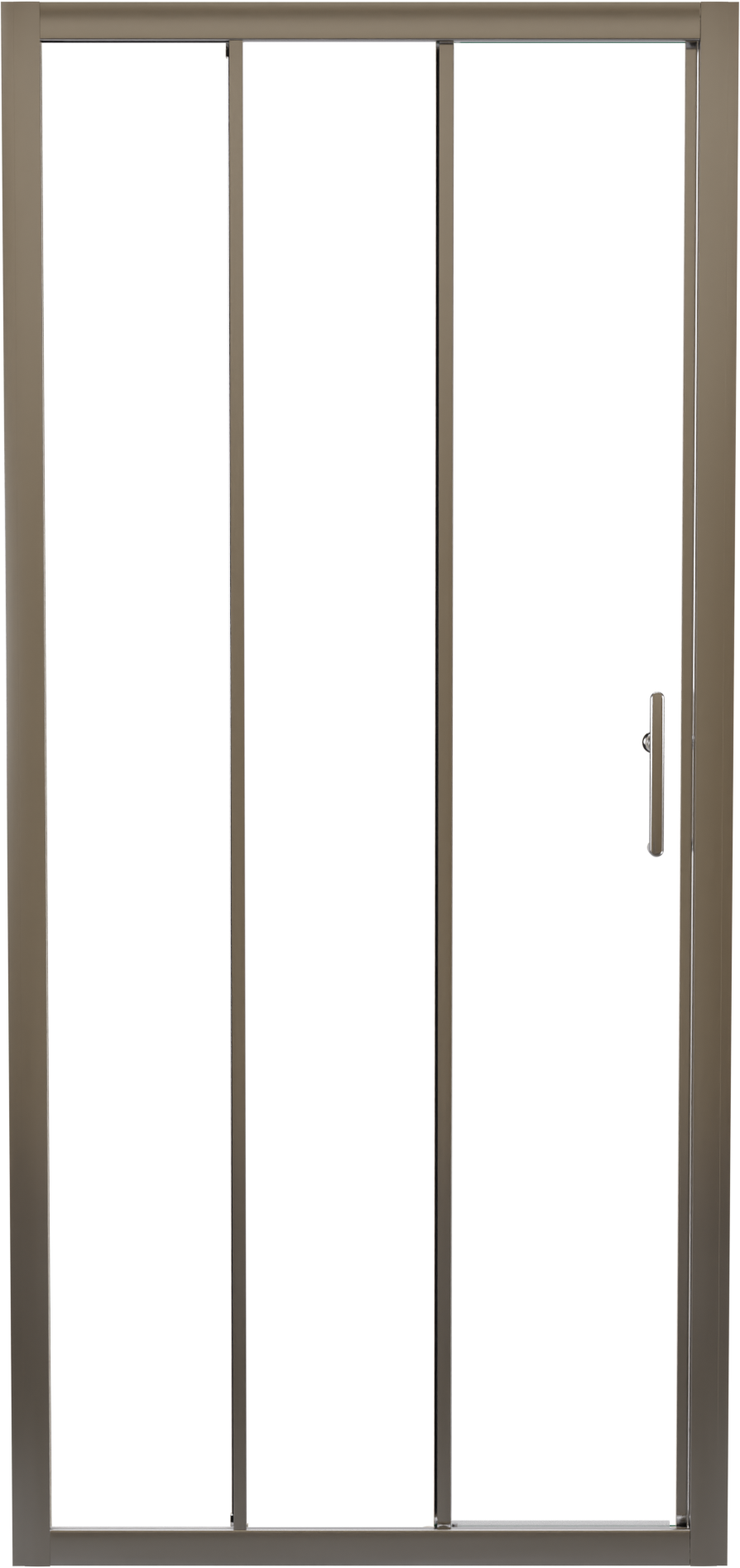 Linie Cadiz dreiteilige Dusche Schiebetür 90 cm x 190 cm Klarglas gebürstet Chrom Profil