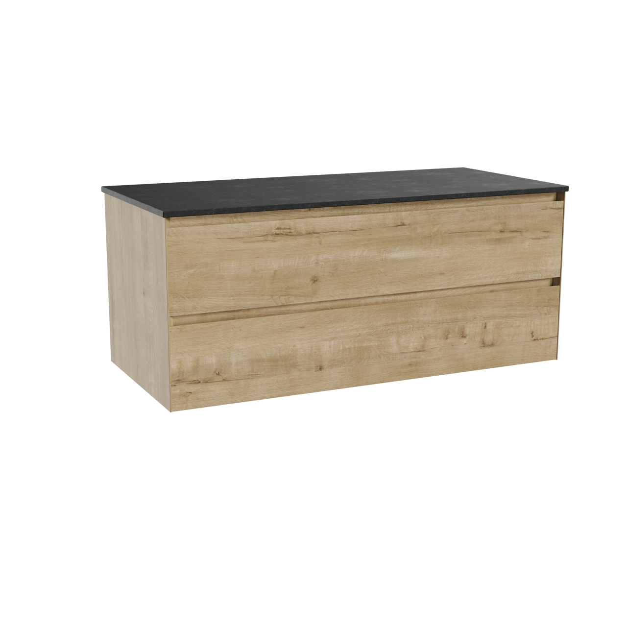 Balmani Mitra meuble salle de bains suspendu 120 x 55 cm chêne brut avec Stretto tablette simple en granit noir