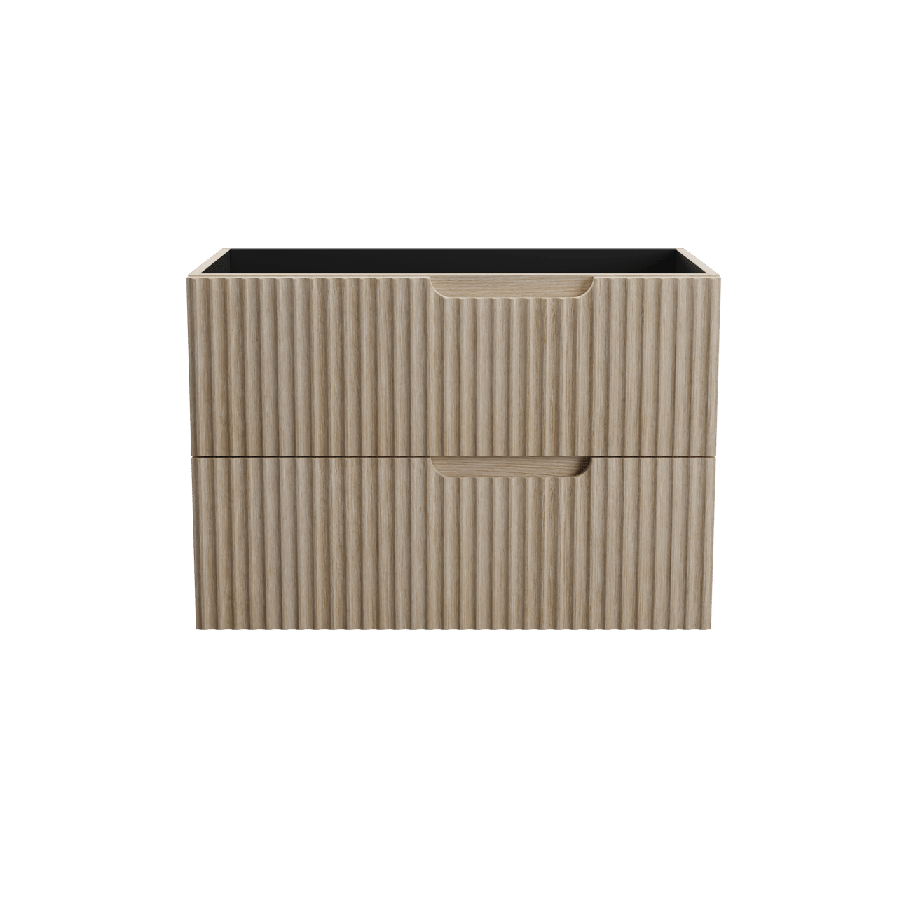 Linie Ribbo hängender Waschbeckenunterschrank: 80 x 46 cm, Eiche hell, 2 Schubladen