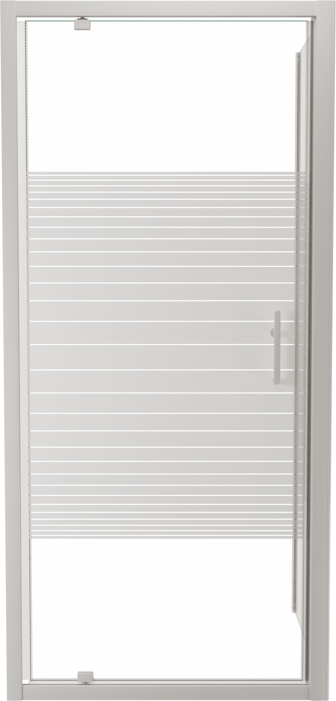 SanyOne Anton douchecabine met draaideur en vaste zijwand, 90 x 90 cm, gestreept glas, witte profielen