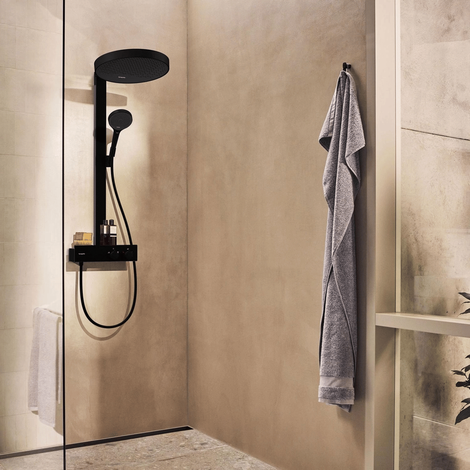 Hansgrohe Rainfinity 300 colonne de douche de pluie avec ShowerTablet 350 noir mat