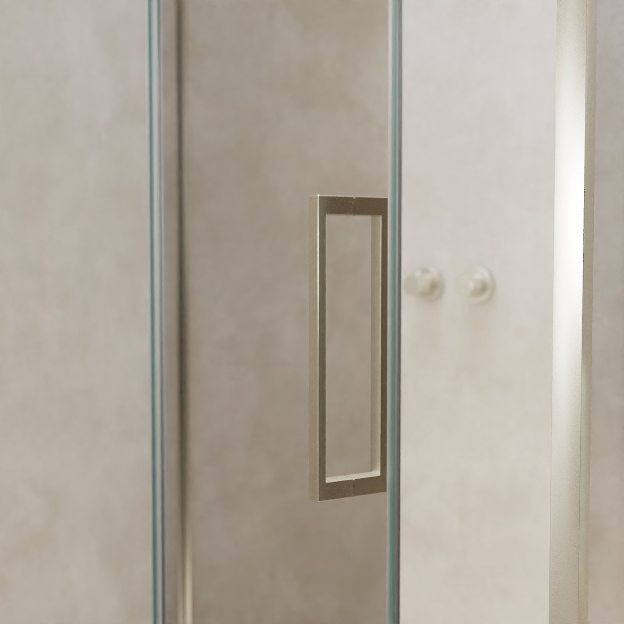 Balmani Senses Design douche en coin avec porte pivotante à gauche et paroi latérale fixe, 120 x 70 cm, Verre transparent, Profil Brushed CoolMetal, coating inclus, coating inclus