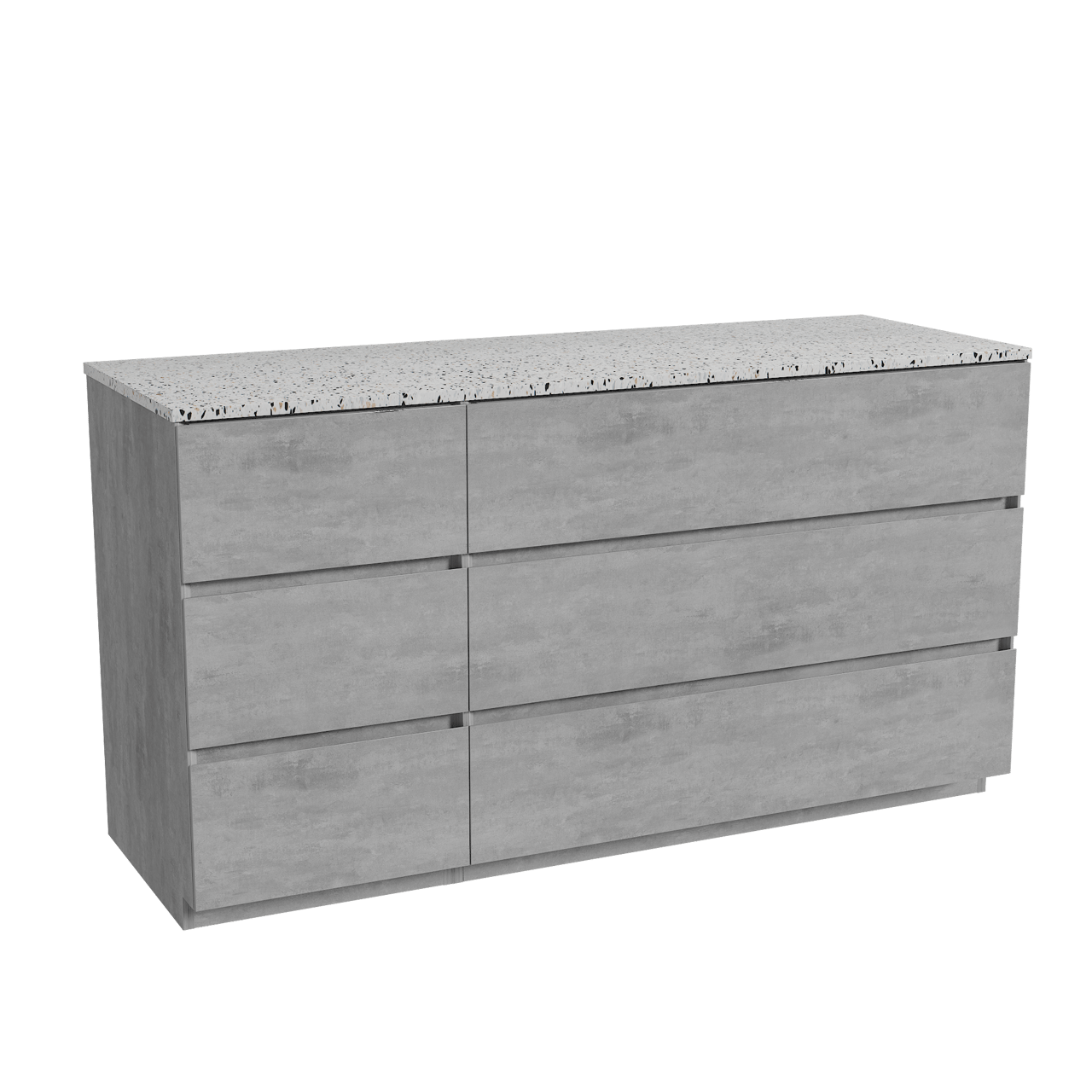 Storke Edge meuble salle de bains à poser 150 x 52 cm béton gris foncé avec Tavola tablette simple ou double en blanc/noir mat terrazzo