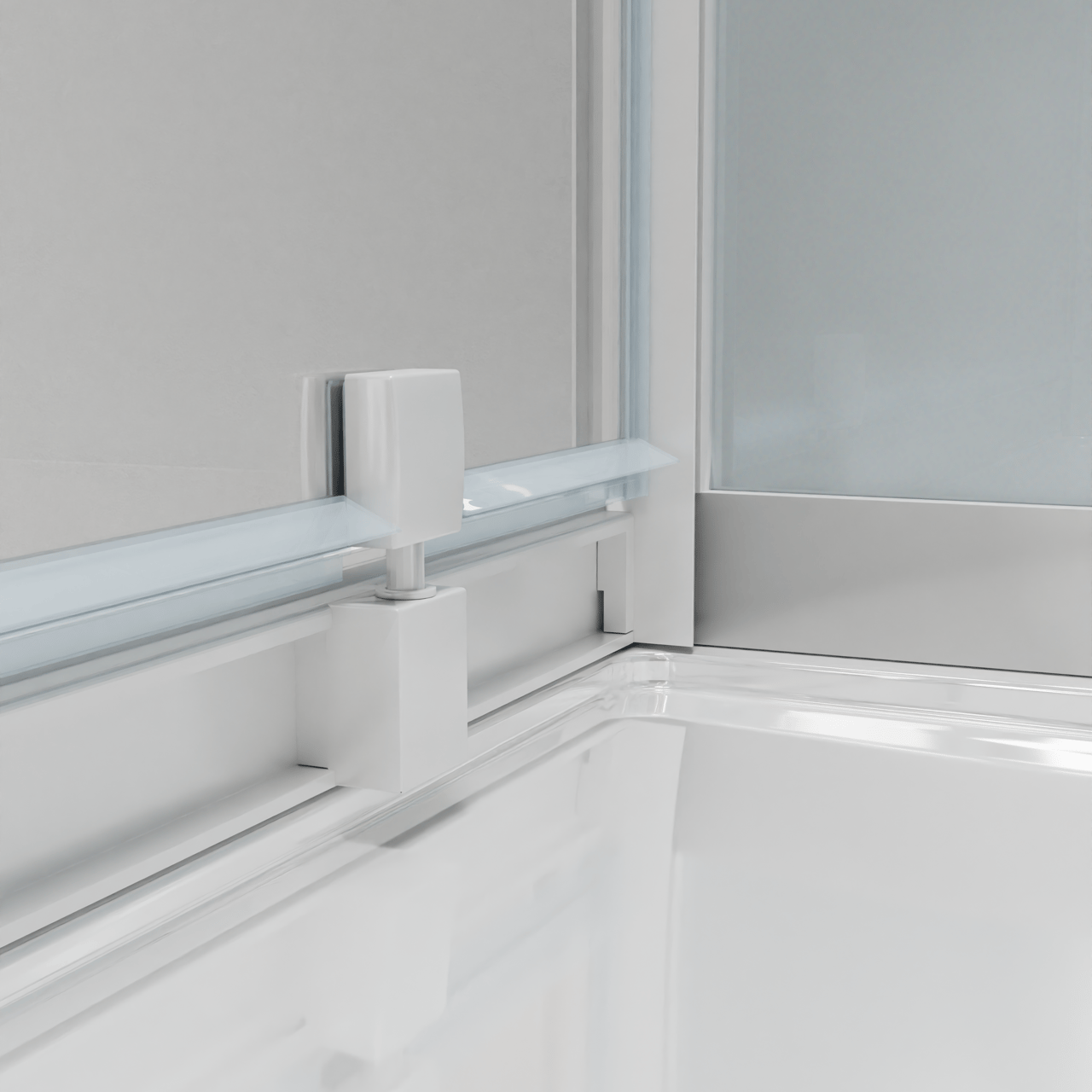 Luca Varess Talan complete douchecabine met draaideuren 90 x 90 cm helder glas met mat gestreepte strook glans wit profiel