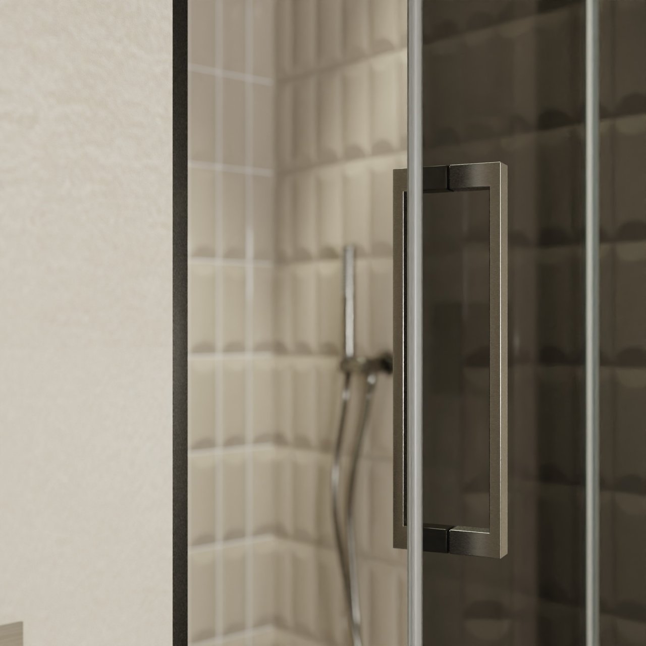 Balmani Senses Design douche draaideur rechts 100 cm x 210 cm Rookglas, Brushed GunMetal profielen, met coating