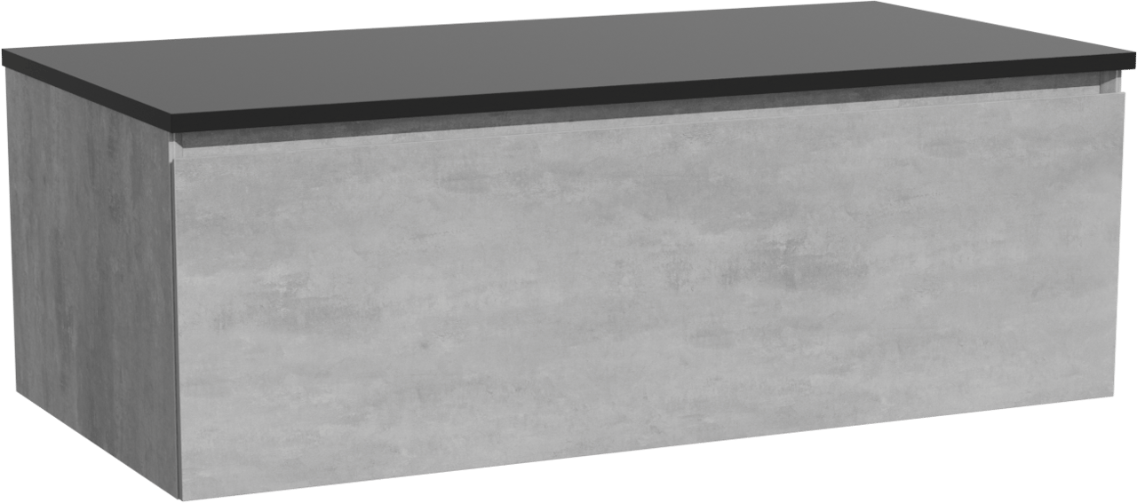 Storke Edge meuble salle de bains suspendu 105 x 52 cm béton gris foncé avec Panton tablette simple en mdf enduit de poudre noir mat