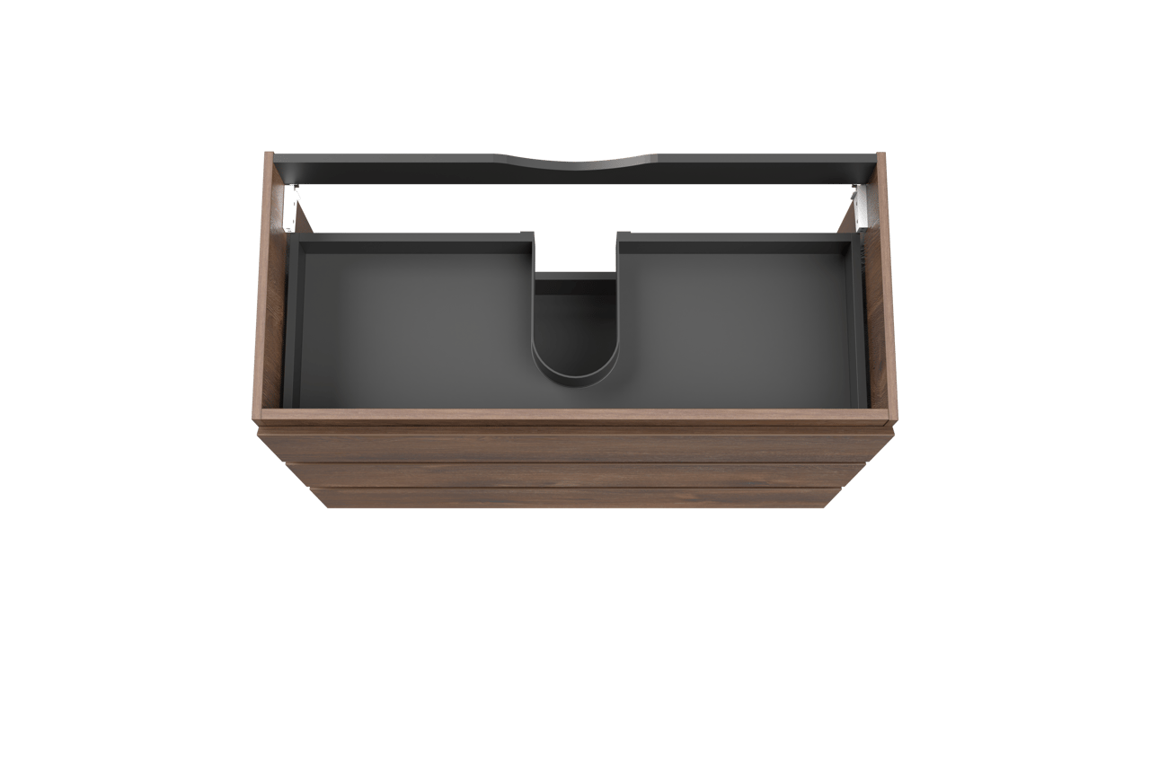 Linie Lado meuble sous-vasque a poser 100 x 46 cm chêne brun 3 tiroirs