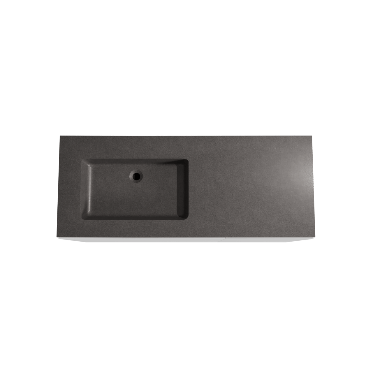 Storke Edge meuble salle de bains à poser 130 x 52 cm blanc mat avec Scuro vasque asymétrique gauche en quartz noir mat