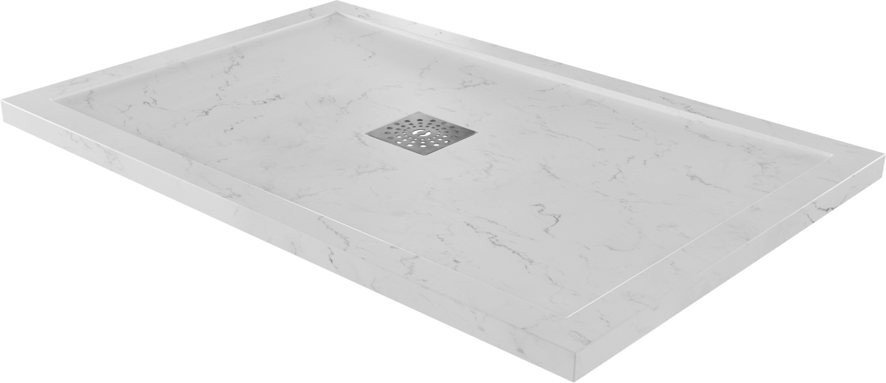 Linie Lido douchebak 120 x 80 cm composietmarmer witte marmer look leisteenstructuur