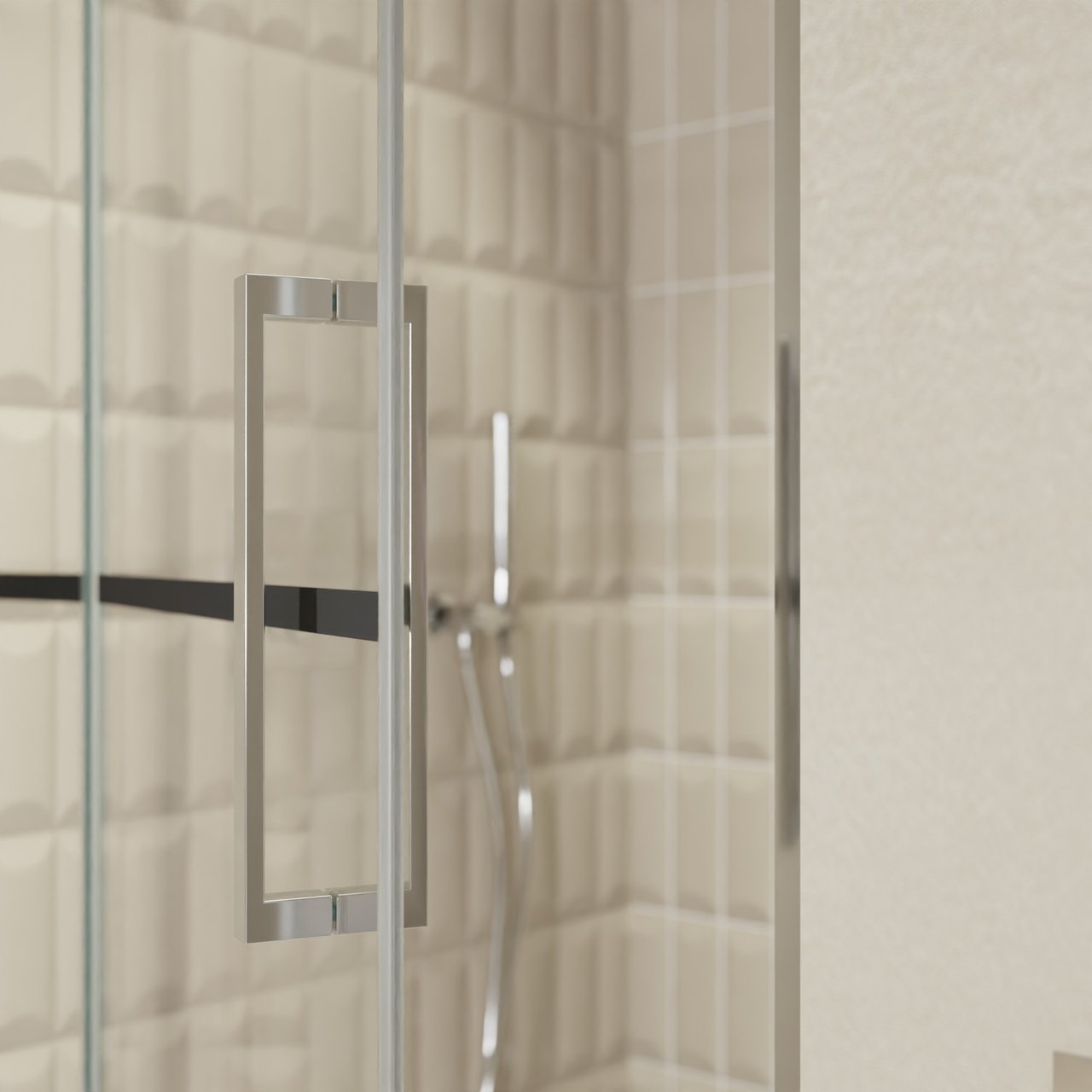 Balmani Senses Design douche draaideur links 100 cm x 210 cm Lined glas, Chroom profielen