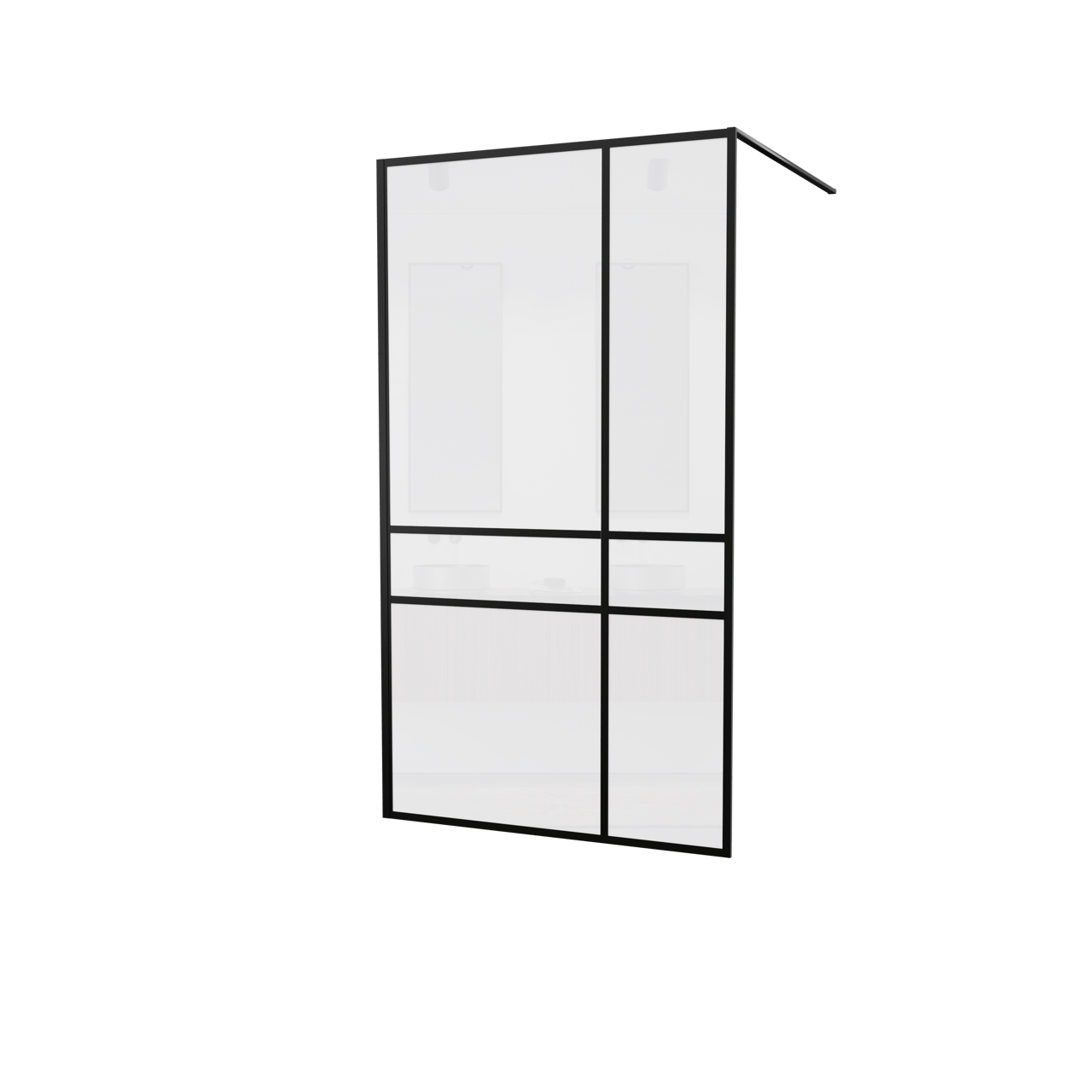 Balmani Framed Plus Walk-In Dusche: 120 x 210 cm, links, Crossed Glas, Schwarzes Profil