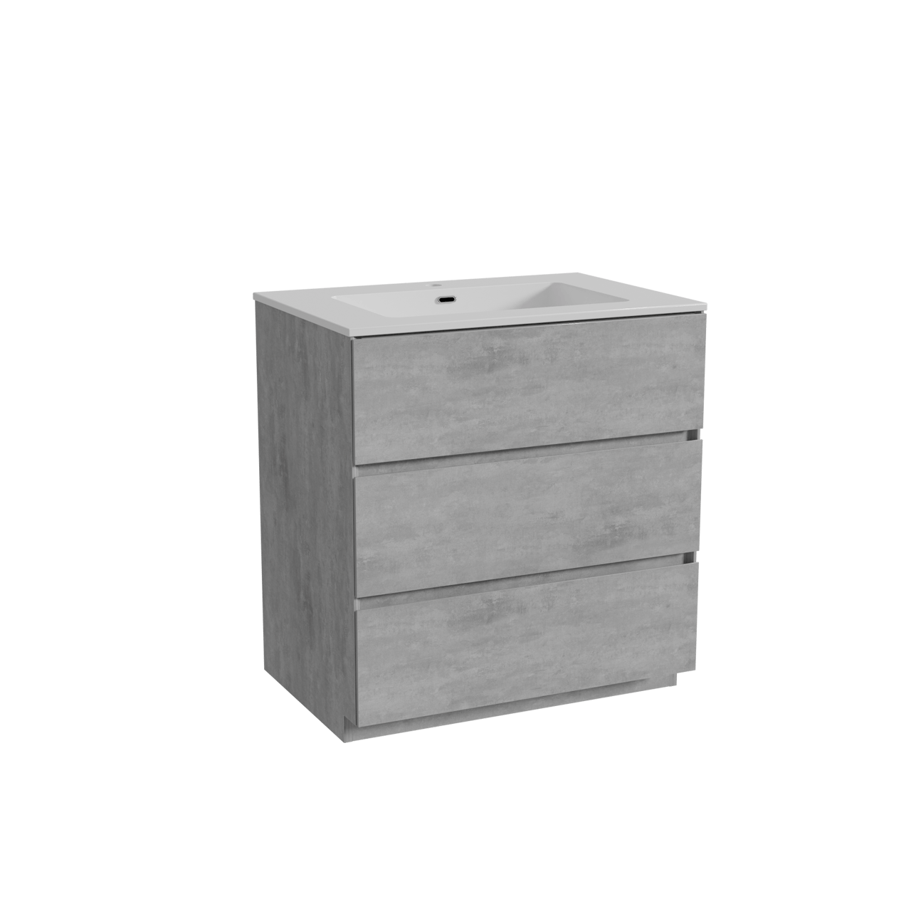 Storke Edge meuble salle de bains à poser 75 x 52 cm béton gris foncé avec Diva plan simple en marbre composite blanc brillant