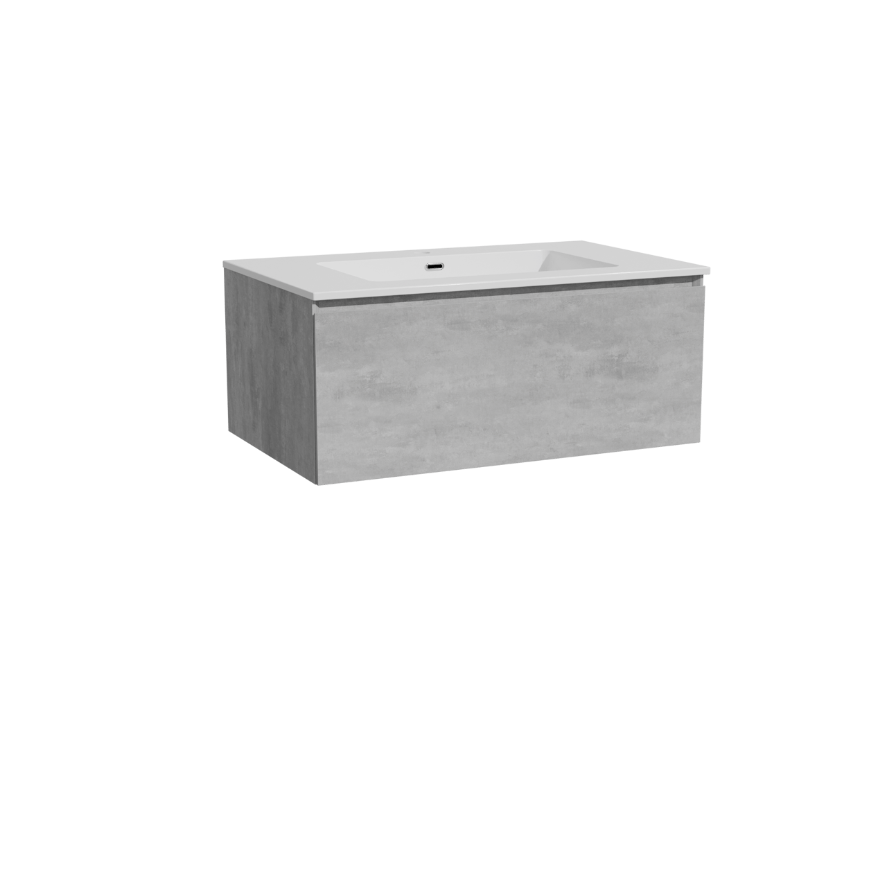 Storke Edge meuble salle de bains suspendu 85 x 52 cm béton gris foncé avec Diva plan simple en marbre composite blanc brillant