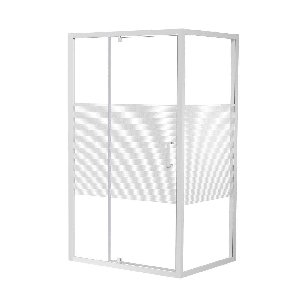 Luca Varess Talan douche draaideur 120 x 200 cm gestreept glas glanzend wit profiel