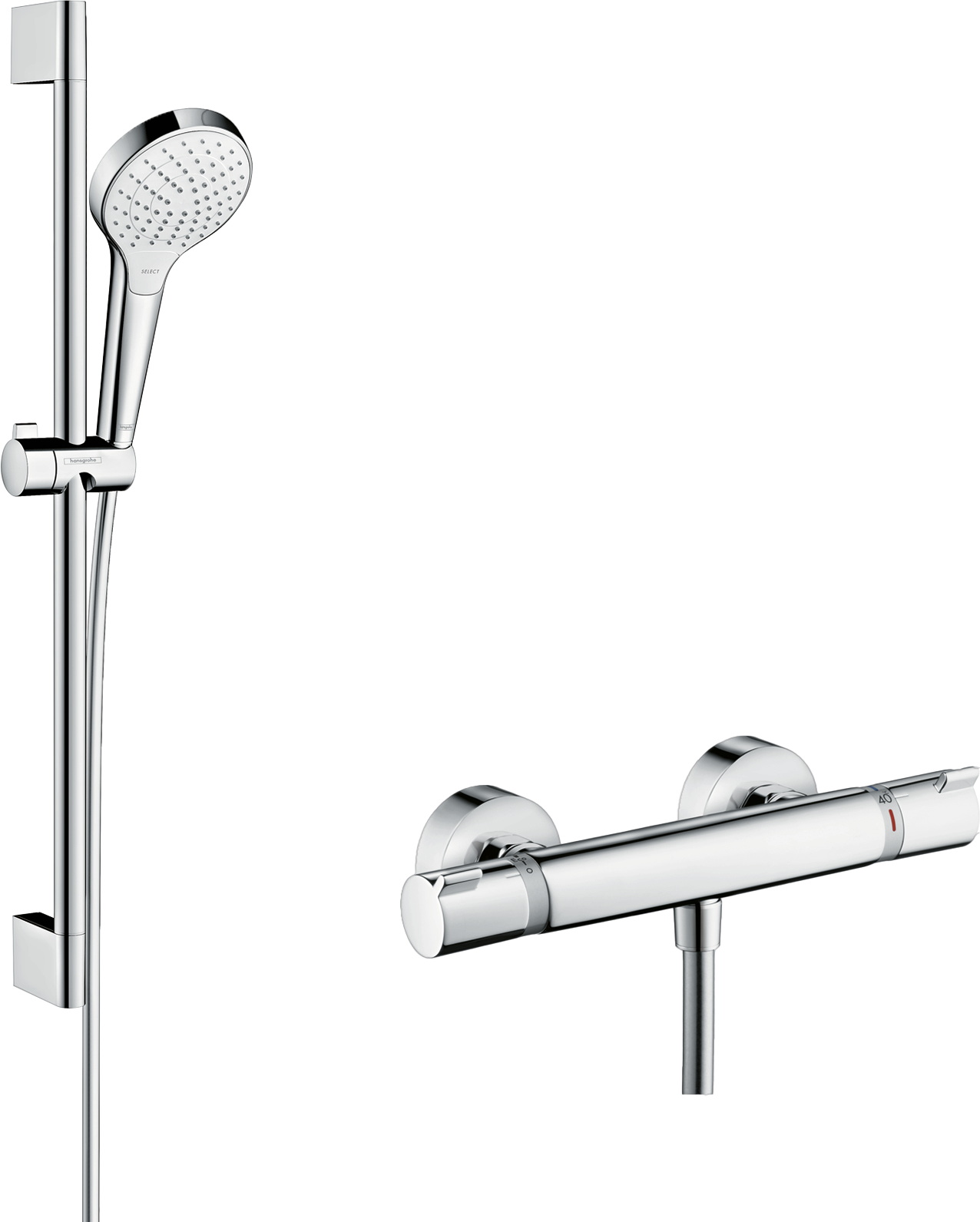 Hansgrohe Croma Select S douchestang met douchekop 11cm 3 straalfuncties glanzend chroom