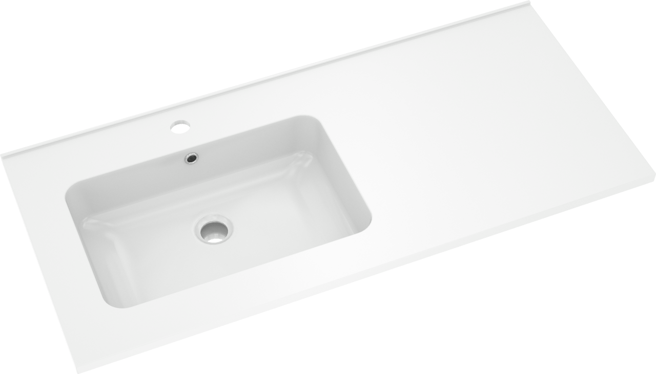 Linie Vano plan vasque asymétrique à gauche marbre composite brillant 100 x 46 cm