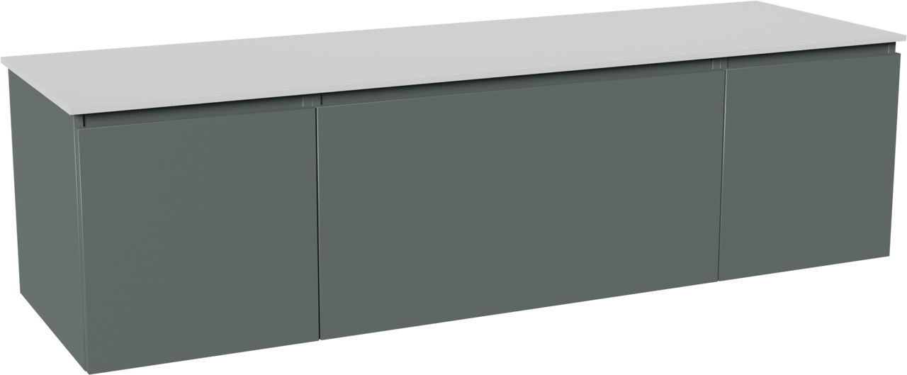 Balmani Sfera meuble salle de bains suspendu 180 x 55 cm forest avec Stretto tablette simple ou double en solid surface blanc mat