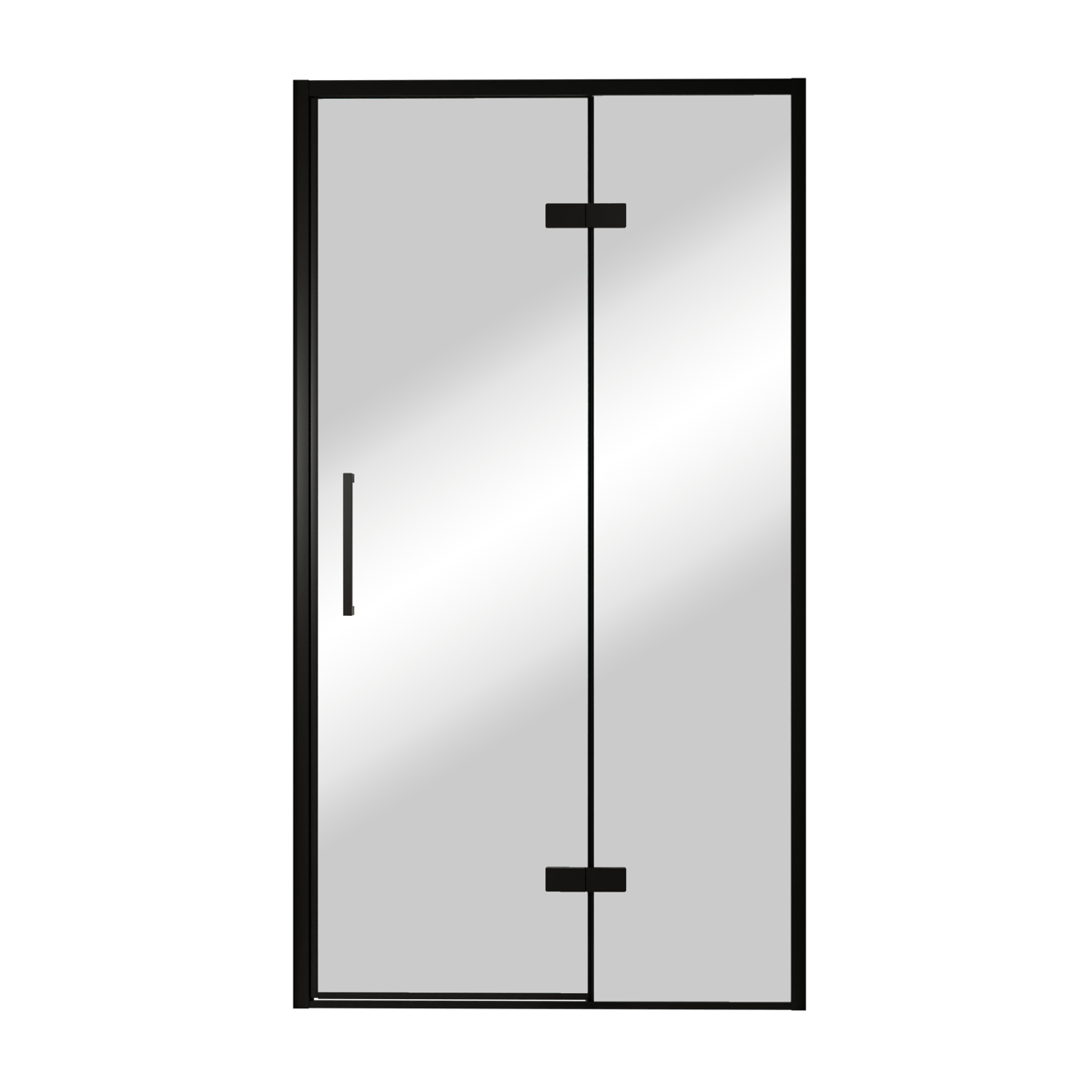 Balmani Senses Design porte pivotante à droite 120 cm x 210 cm verre Miroir Reflex, Profil noir, coating inclus