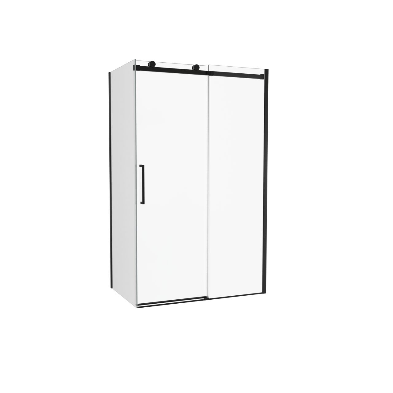 Luca Varess Boltano paroi de douche avec porte coulissante et paroi latérale fixe, 120 x 90 cm, verre transparent, profil noir