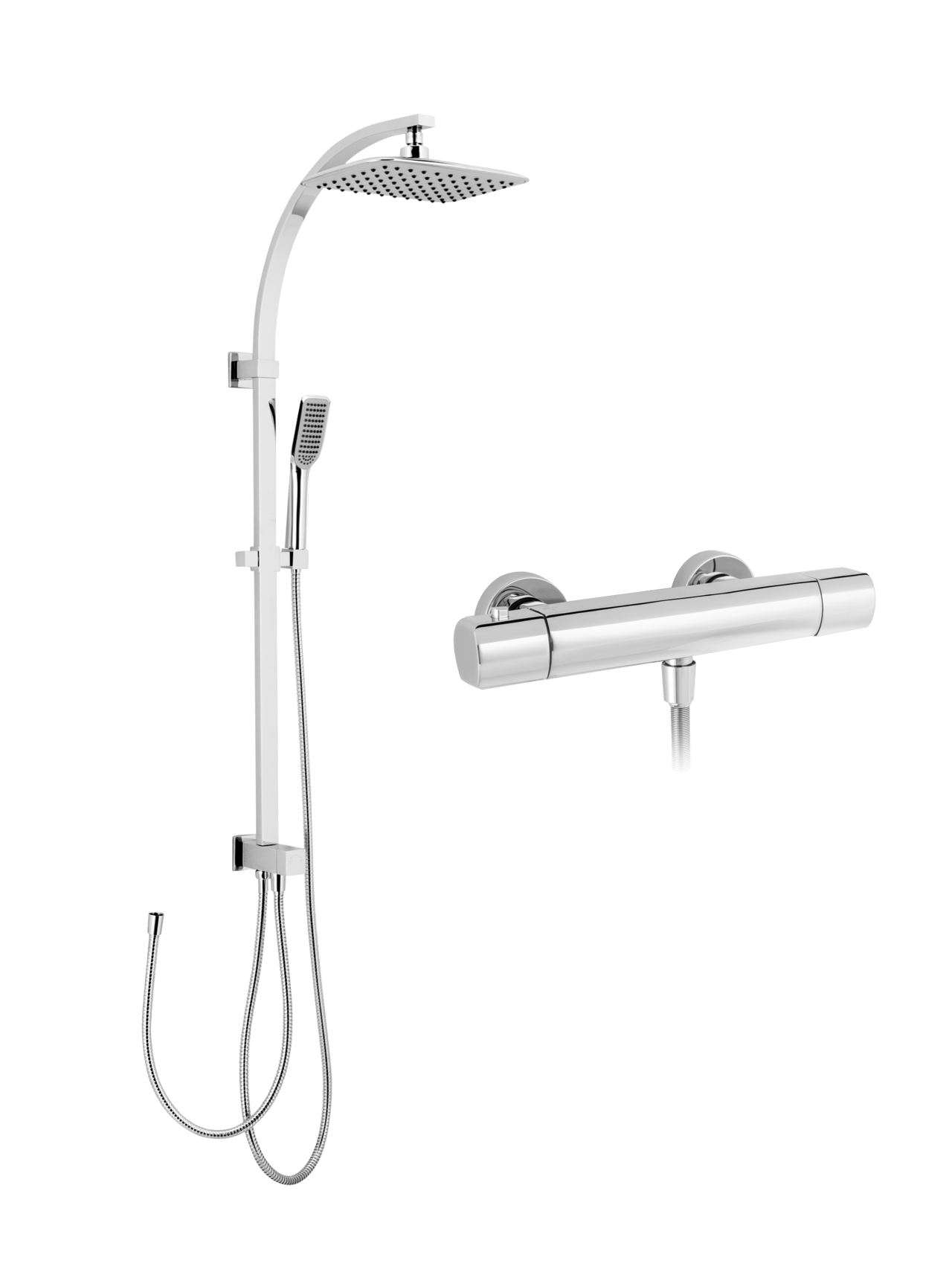 Blaufoss Boris opbouw regendoucheset thermostatische kraan glanzend chroom