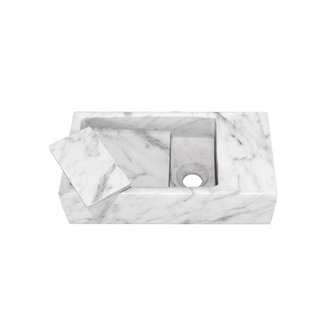 Balmani Mood Handwaschbecken: Carrara-Marmor, 36 x 18 cm