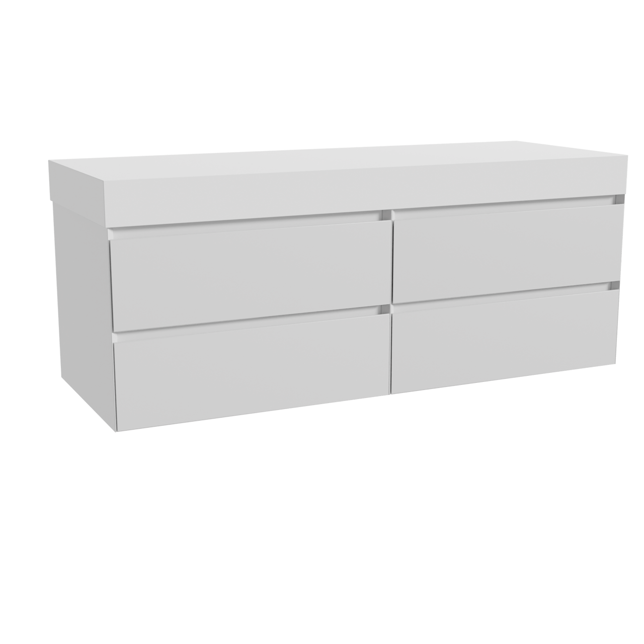 Balmani Mitra zwevend badkamermeubel 150 x 55 cm mat wit met Dominus enkel of dubbel tablet in solid surface mat wit