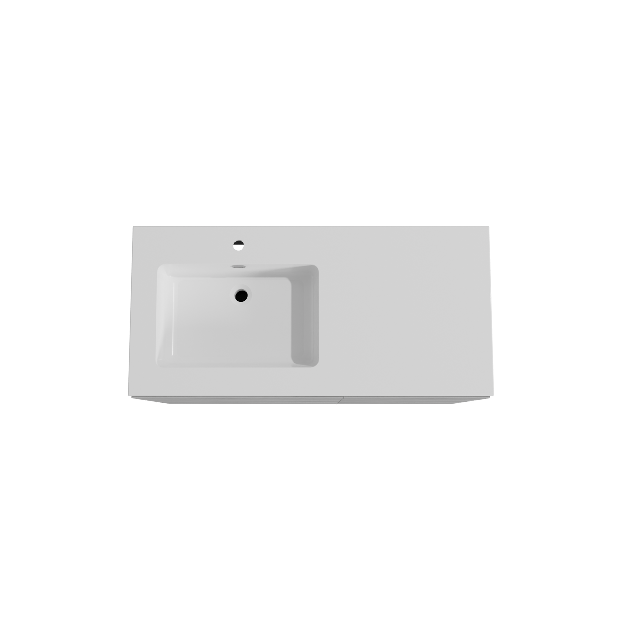 Storke Edge staand badkamermeubel 110 x 52 cm beton donkergrijs met Diva asymmetrisch linkse wastafel in composietmarmer glanzend wit