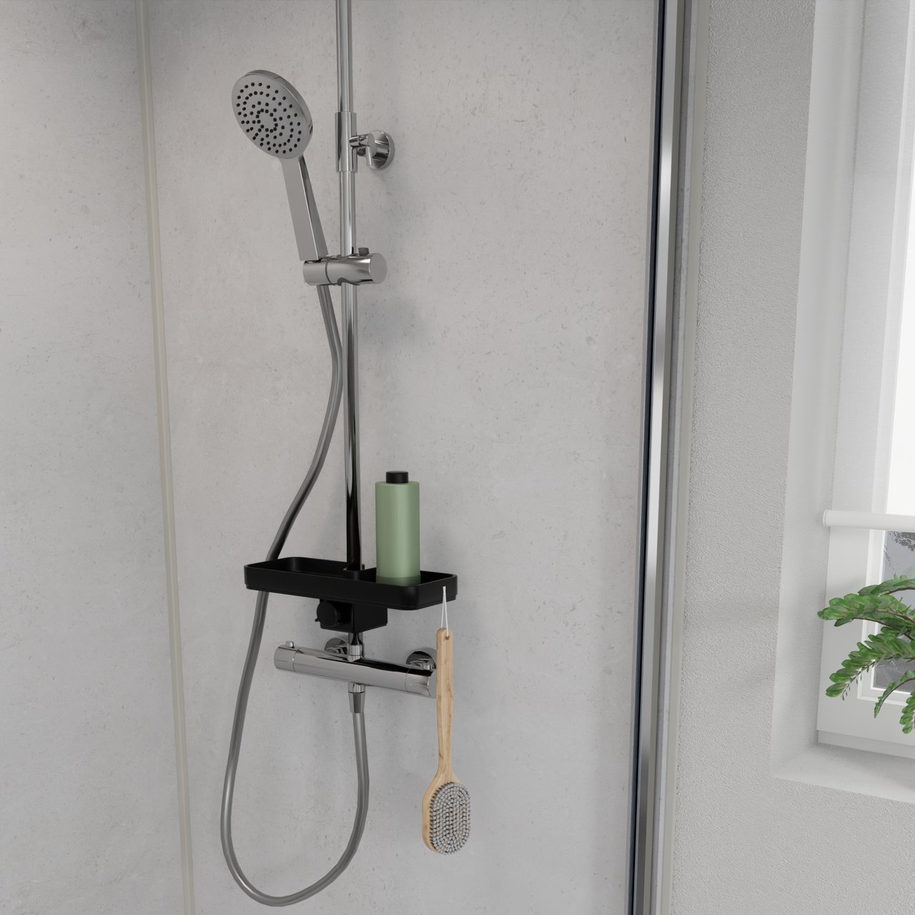 Linie Neptunus verstelbaar doucherek mat zwart