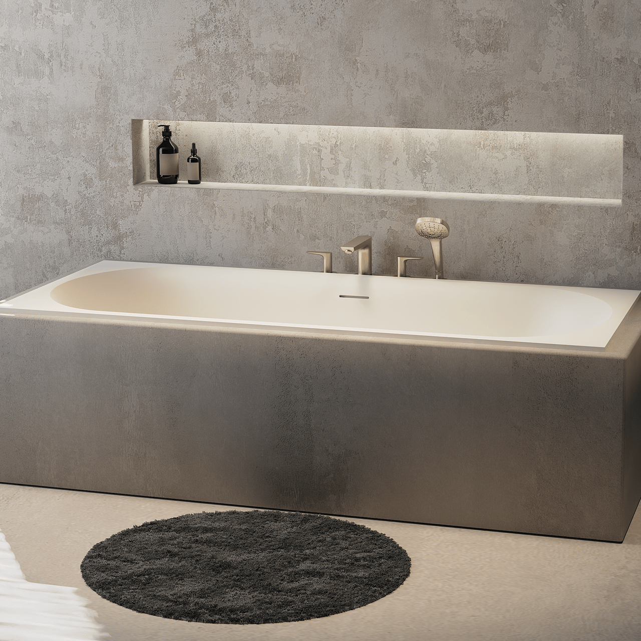 Balmani Rallanta baignoire encastrable duo 180 x 82 cm Solid Surface blanc mat